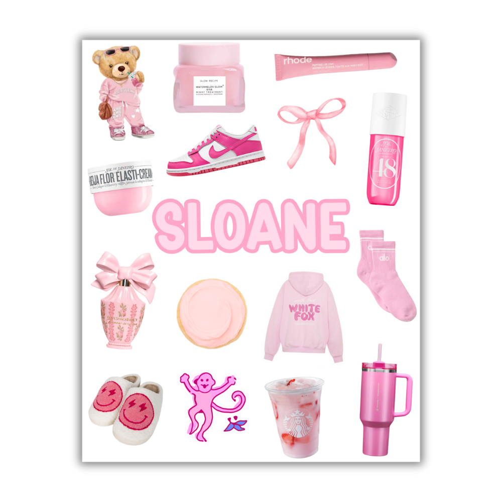 CUSTOM NAME PINK PREPPY STICKER SHEETS