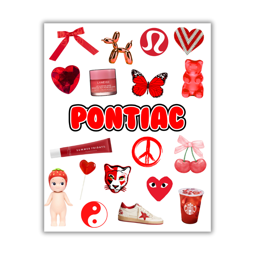 GIRLS RED CAMP STICKER SHEET