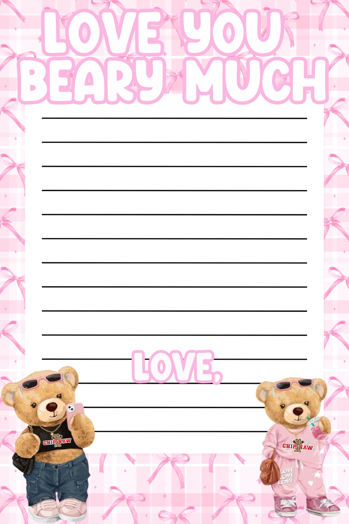 Bears n Bows Notepad