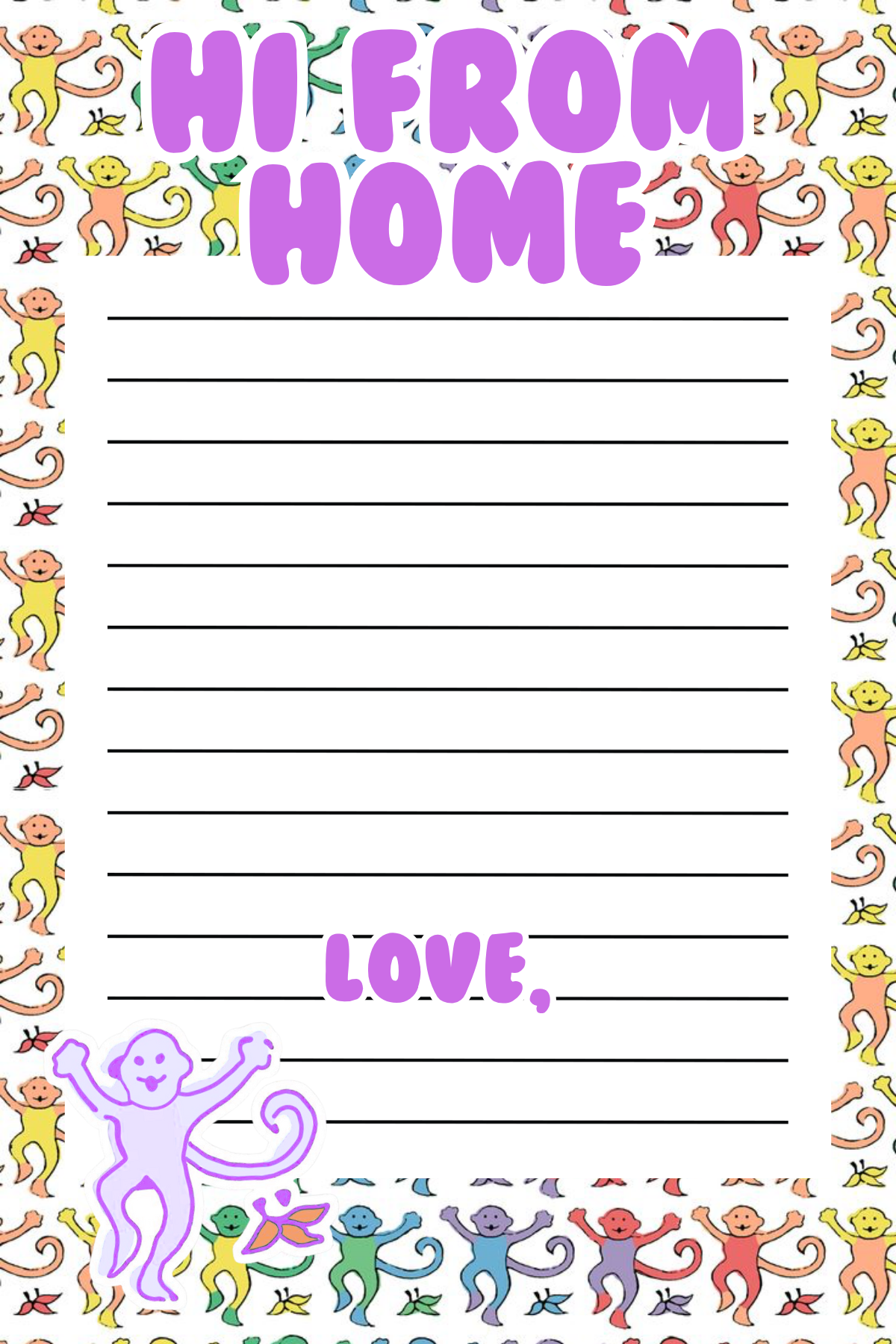 Rainbow Monkey Fun Notepad