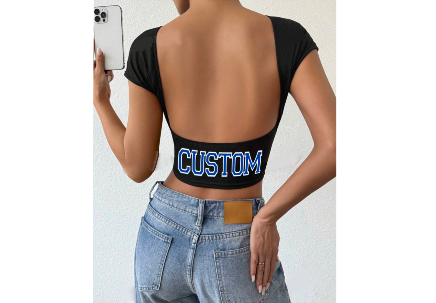 CUSTOM COLLEGE Open Back Crop Tee