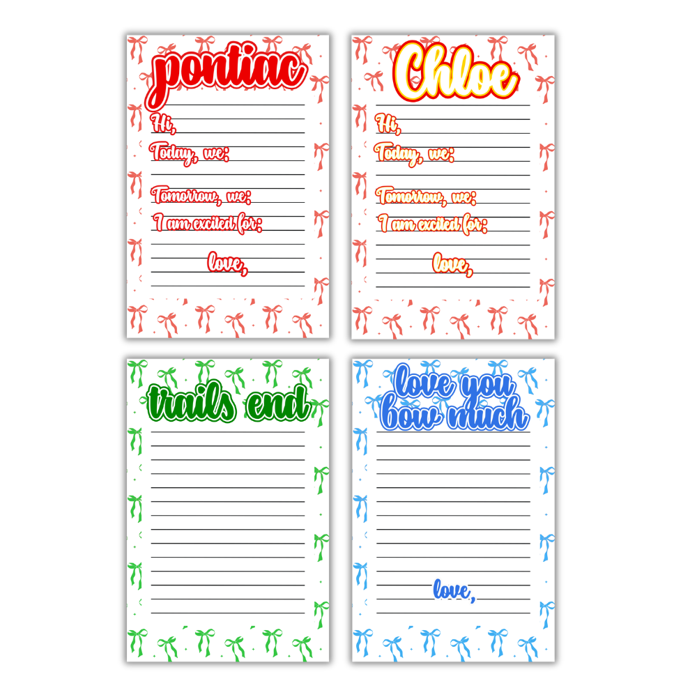 Camp Bows Notepad Girls