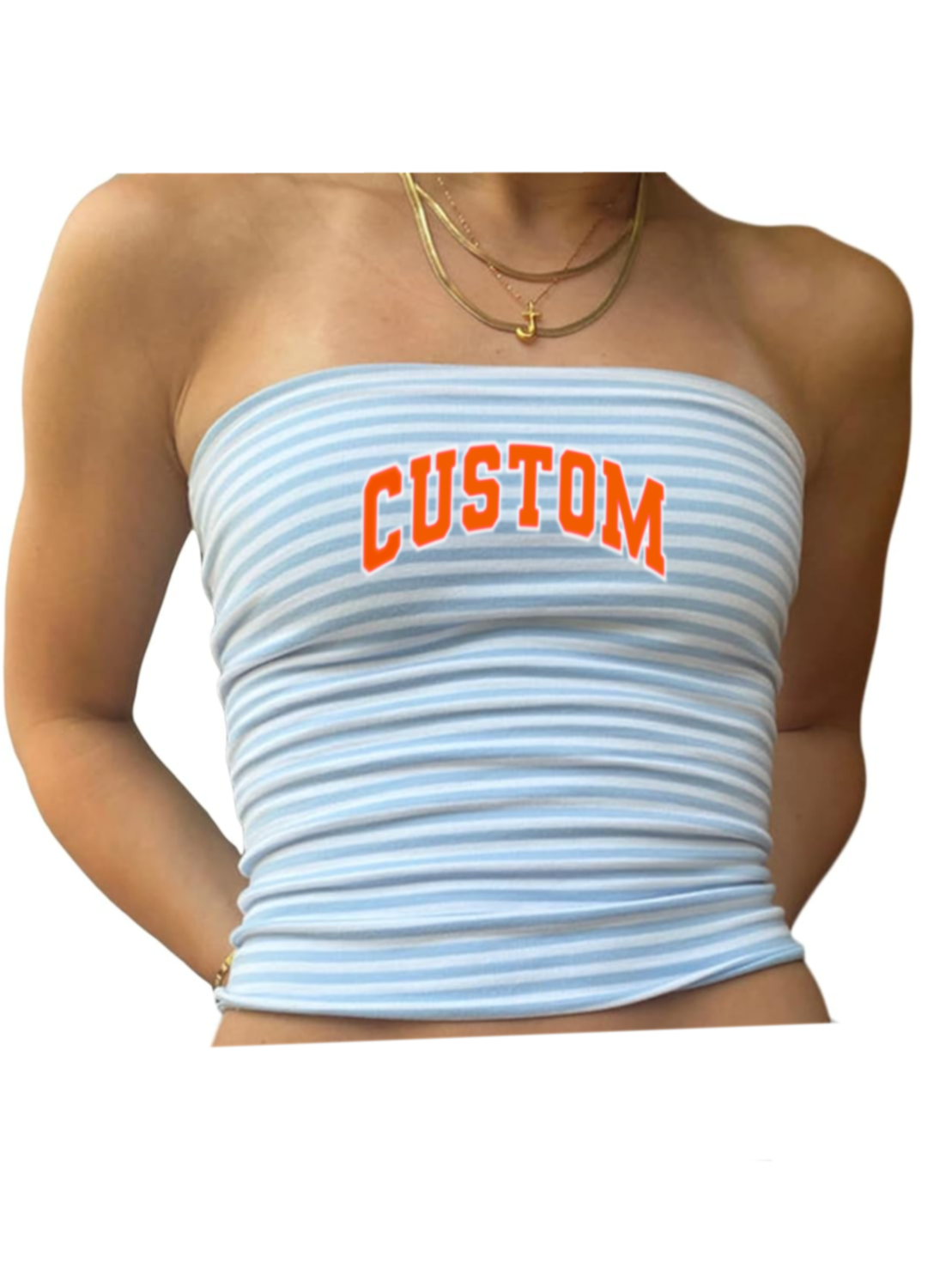 Custom College Striped Tube Top