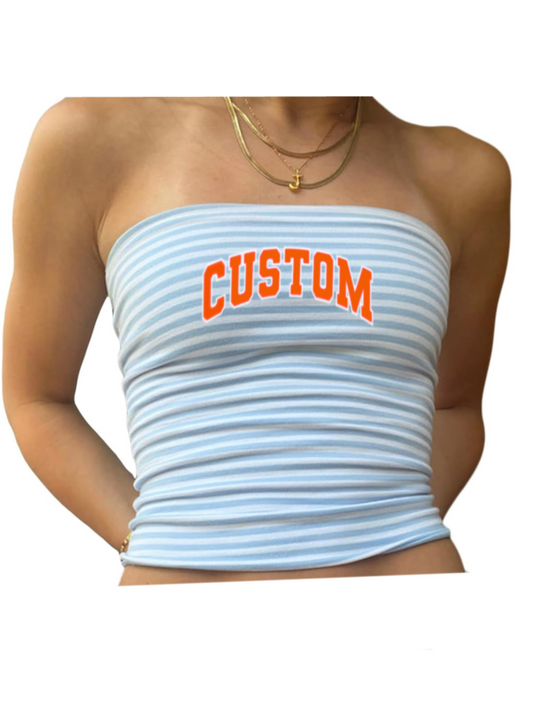 Custom College Striped Tube Top