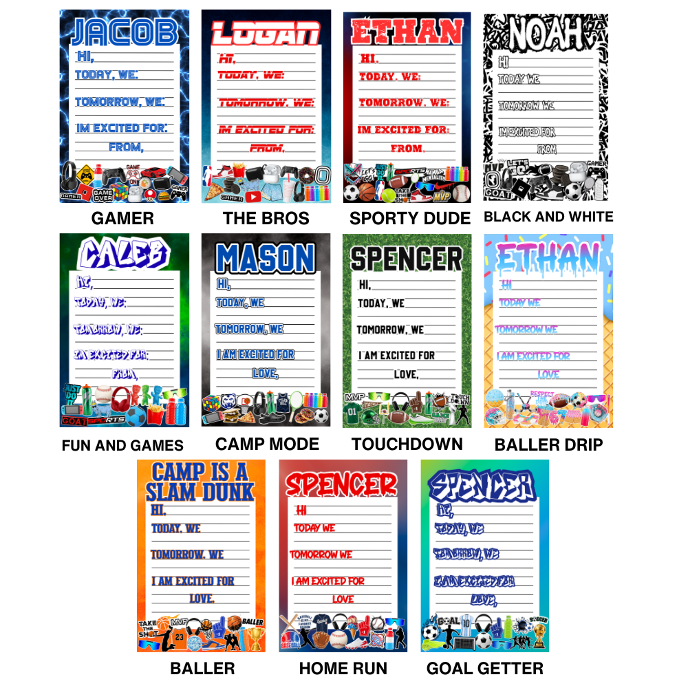 Boys Predesigned Notepads