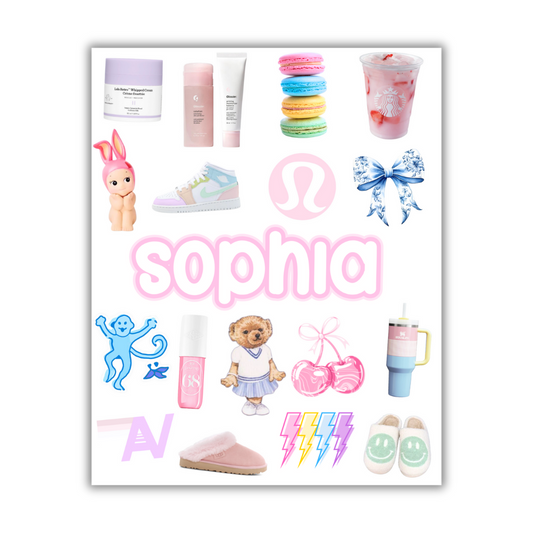 CUSTOM NAME PASTEL PREPPY STICKER SHEET