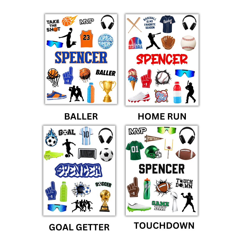 BOYS SPORTY STICKER SHEETS