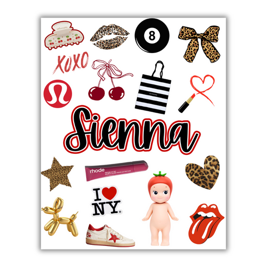 CUSTOM NAME LEOPARD GIRL STICKER SHEET