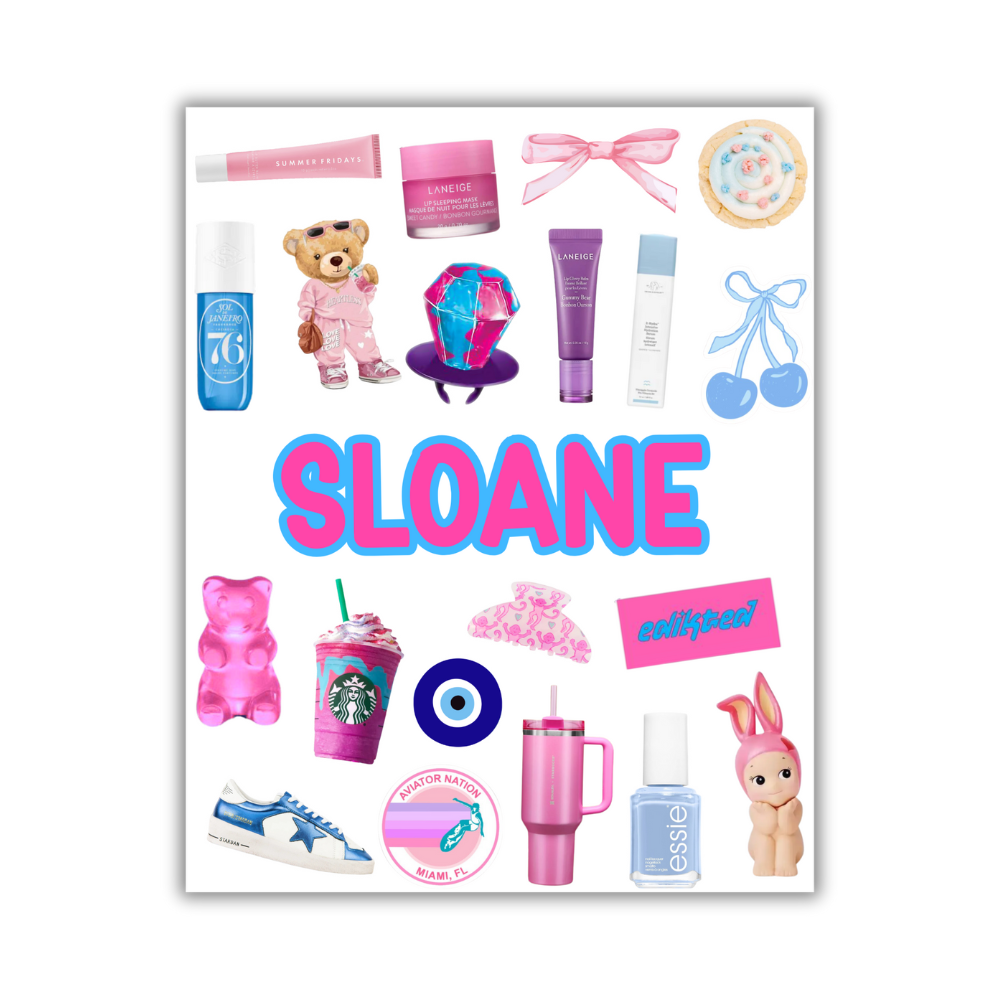 CUSTOM NAME GIRLY POP STICKER SHEET