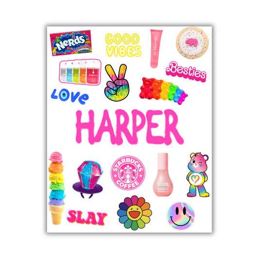 CUSTOM NAME GOOD VIBES STICKER SHEET