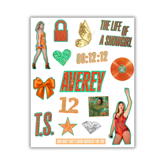 CUSTOM NAME ORANGE ERA STICKER SHEET