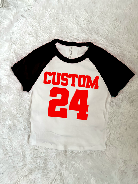 CUSTOM COLLEGE- Varsity Baby Tee