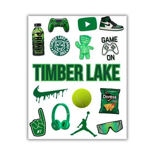 BOYS GREEN CAMP STICKER SHEET
