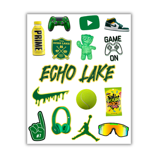 BOYS GREEN/YELLOW CAMP STICKER SHEET