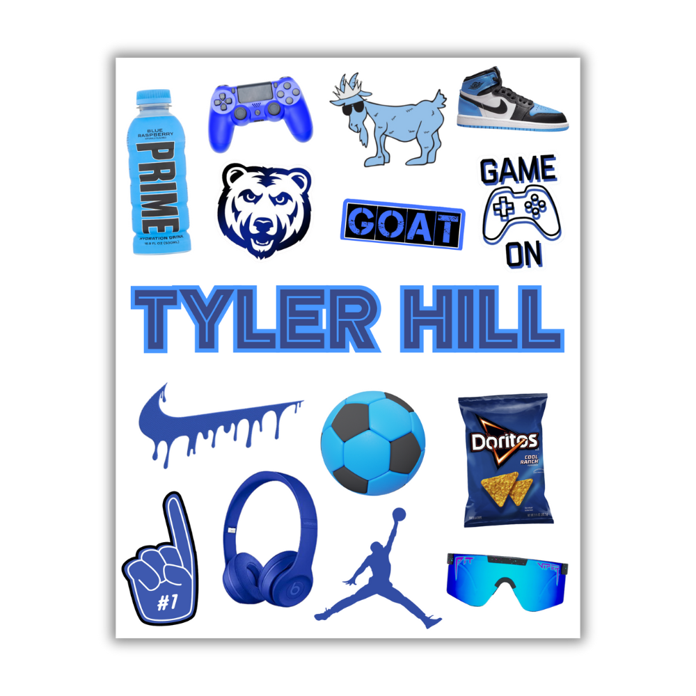 BOYS BLUE CAMP STICKER SHEET