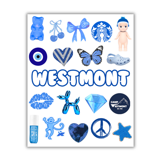 GIRLS BLUE CAMP STICKER SHEET