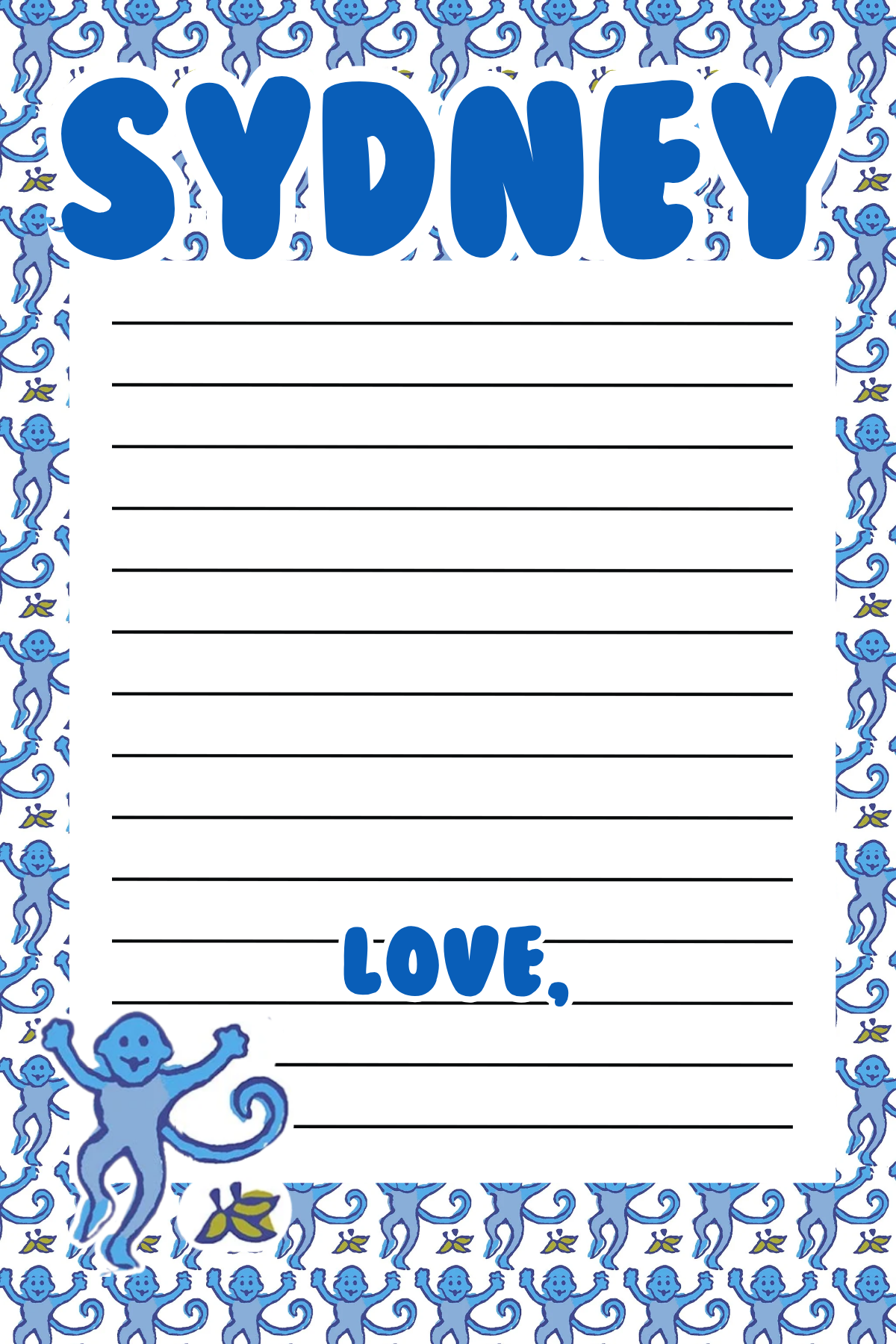 Blue Monkey Fun Notepad