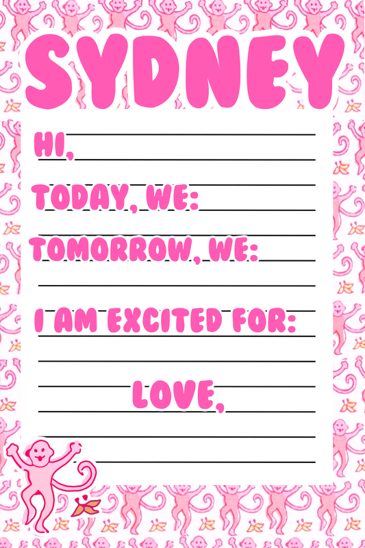 Pink Monkey Fun Notepad