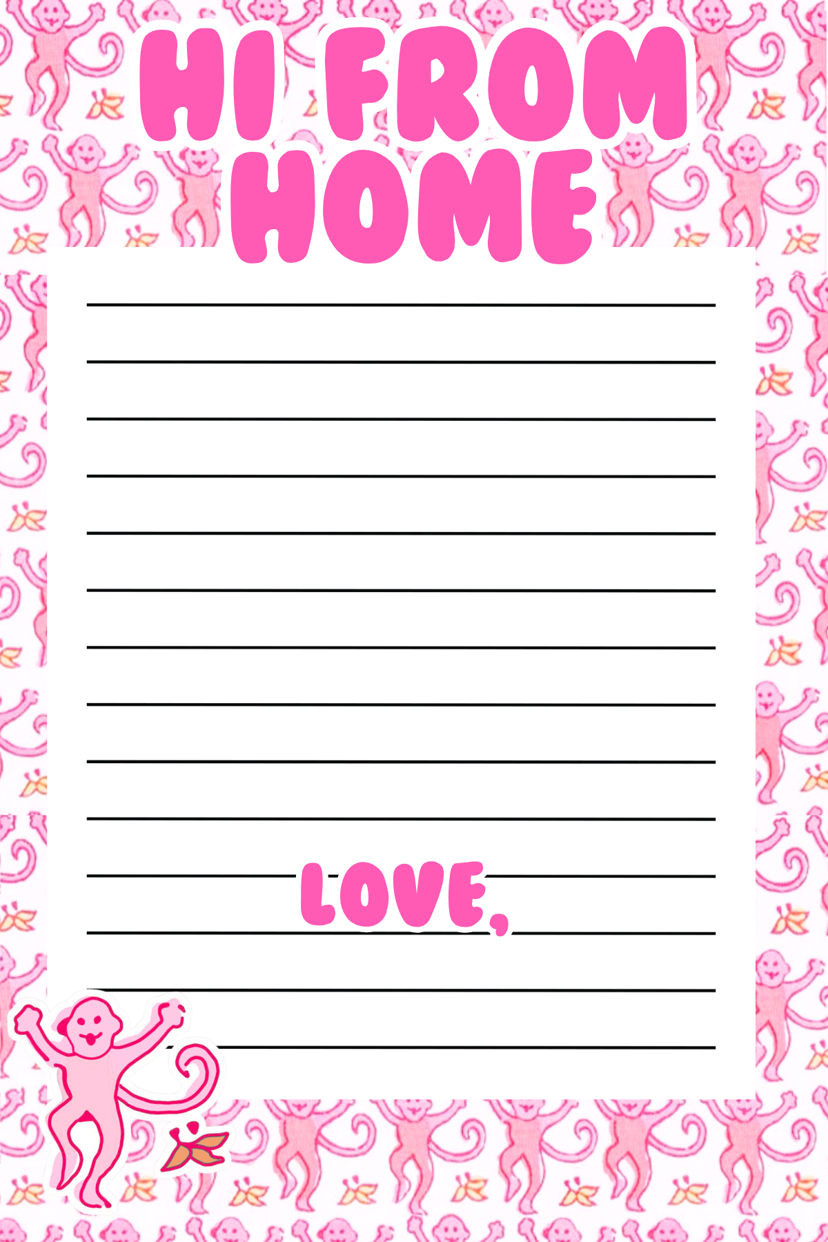 Pink Monkey Fun Notepad