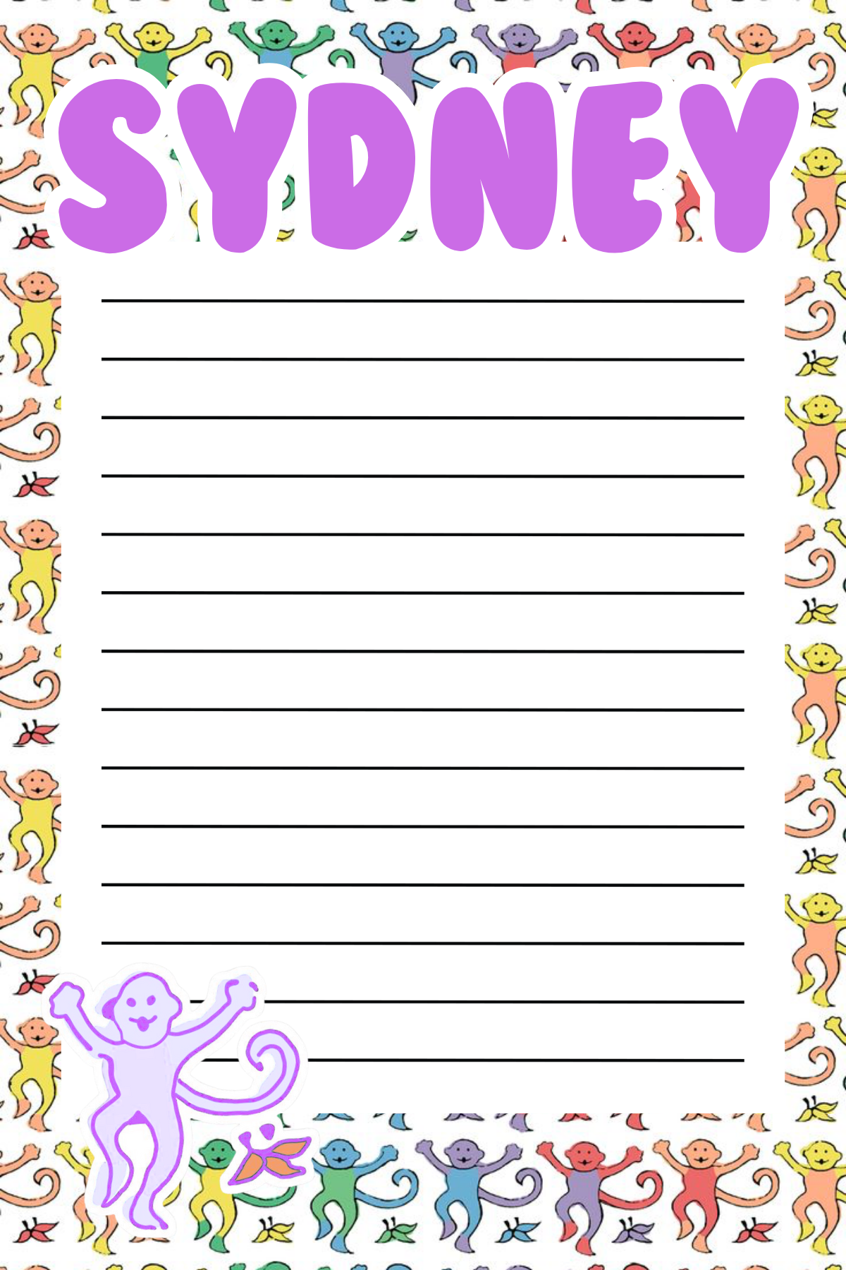 Rainbow Monkey Fun Notepad