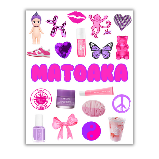 GIRLS PINK/PURPLE CAMP STICKER SHEET