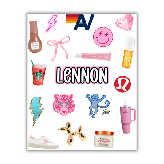 CUSTOM NAME PREPPY GIRL STICKER SHEETS