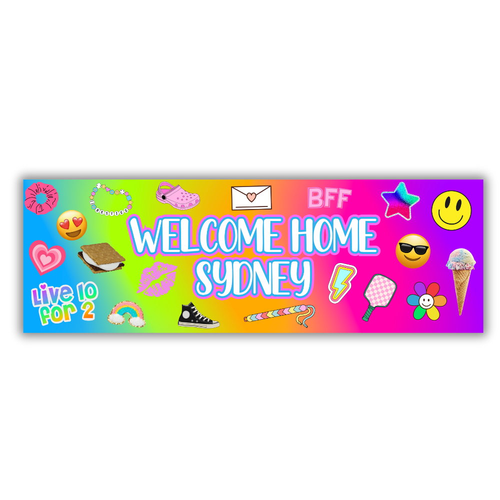 Girls Predesigned Name/Print Welcome Home Banner