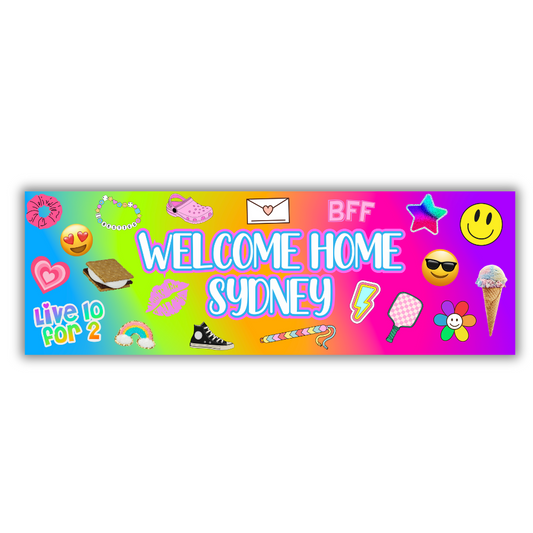 Girls Predesigned Name/Print Welcome Home Banner