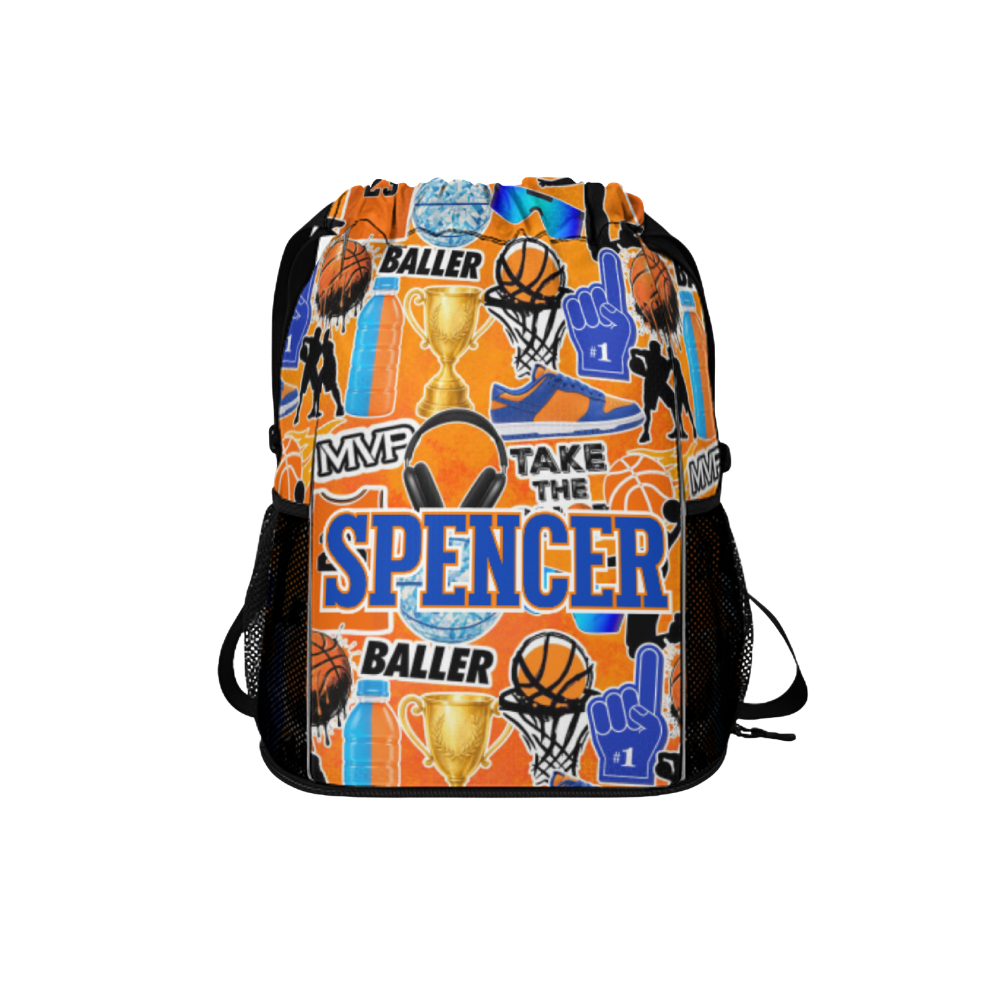 Boys Custom Name Drawstring Bag