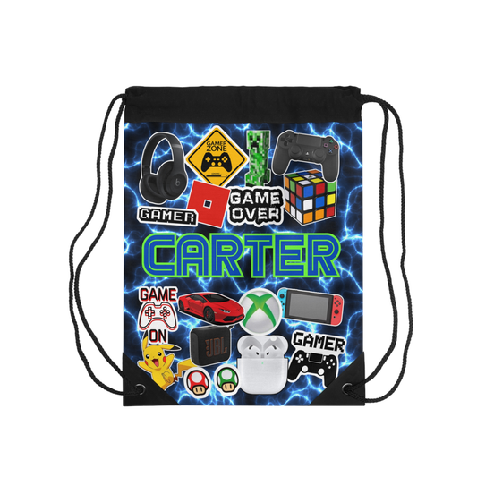 Boys Custom Name Drawstring Bag
