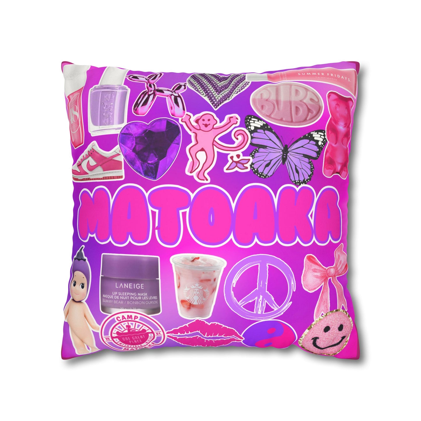 Camp Color Collage Pillow Girls