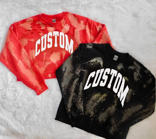 CUSTOM COLLEGE Acid Wash Crewneck