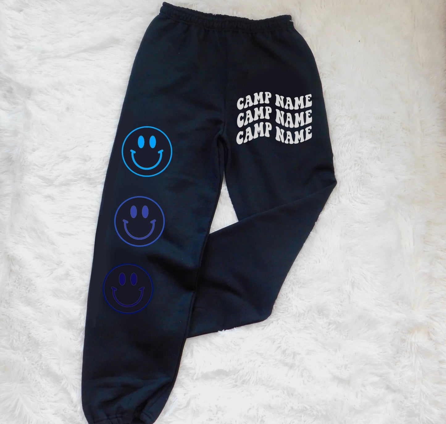 CUSTOM CAMP Smiley Sweats | Sleepaway Camp Tee | Sleepaway Camp Gifts | Camp Bunk | Bunk Junk | Visiting Day | Customized Camp Clothing