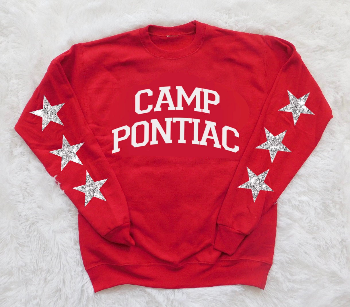 CUSTOM CAMP Cozy Star Sleeve Crew | Sleepaway Camp | Sleepaway Camp Gifts | Camp Bunk | Bunk Junk | Visiting Day | Customized Camp Clothing