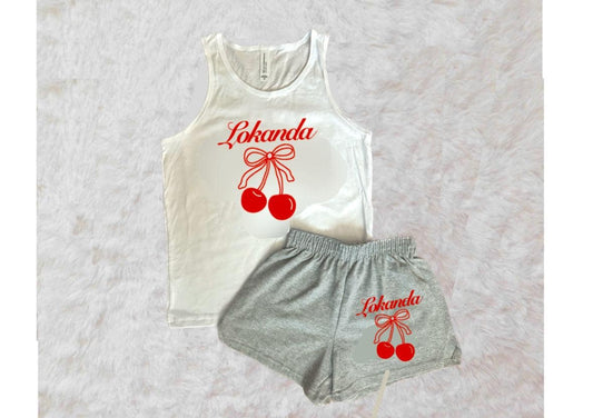 CUSTOM CAMP Cherries Set | Sleepaway Camp | Sleepaway Camp Gifts | Camp Bunk | Bunk Junk | Visiting Day | Customized Camp Clothing