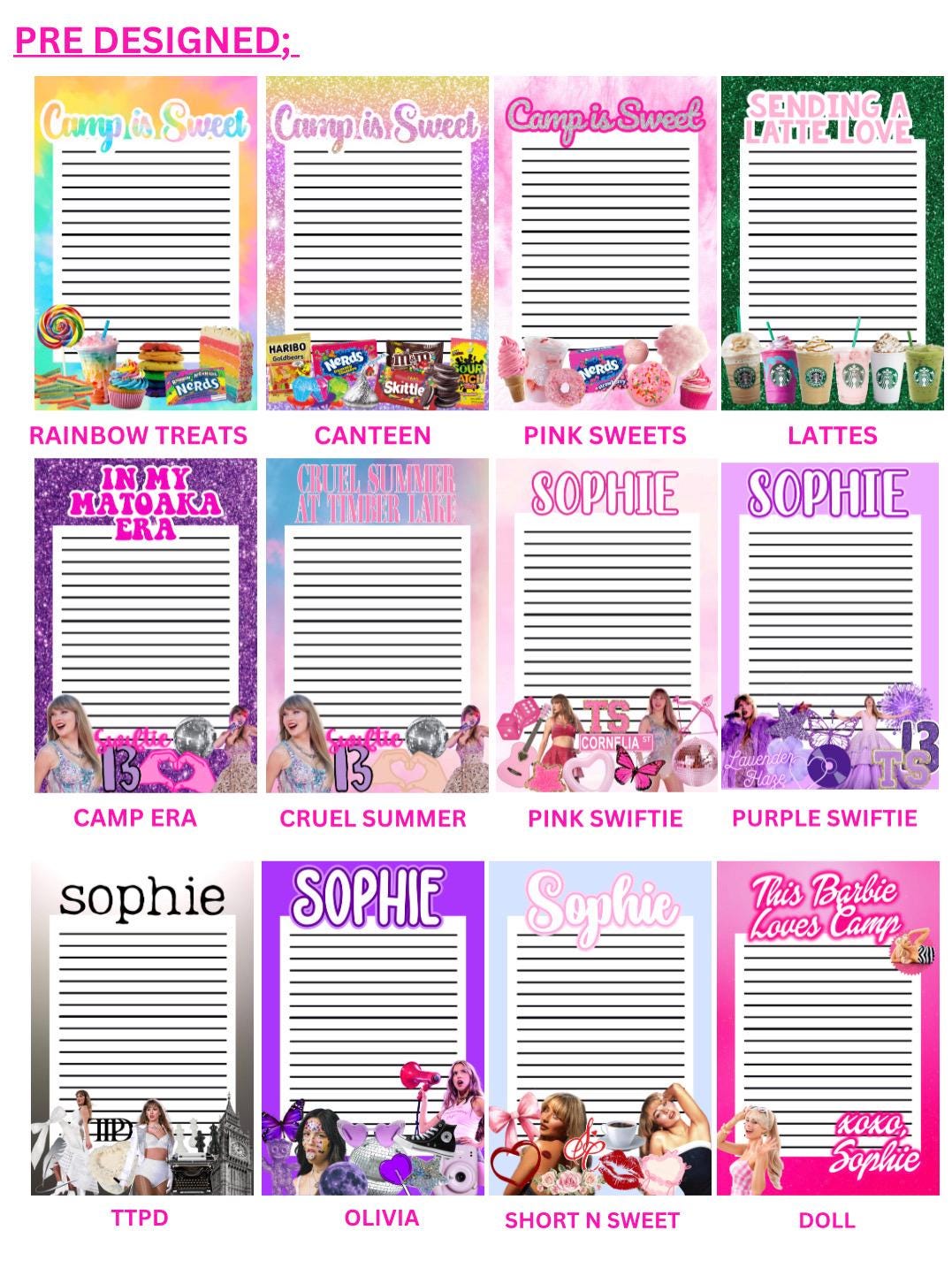 CHOOSE YOUR STYLE- Camp Note Pad | Sleepaway Camp Gifts | Camp Bunk | Visiting Day | Custom Camp | Camp Letter | Camp Mail | Camp Stationery